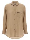 Victoria Beckham Piping Detail Pyjama Shirt And Blouse Brown In Brown