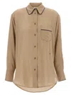 Victoria Beckham Piping Detail Pyjama Shirt And Blouse Brown In Brown