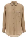 Victoria Beckham Piping Detail Pyjama Shirt And Blouse Brown In Brown