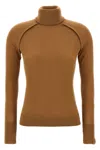Victoria Beckham Wool Turtleneck Sweater In Brown