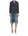 Victoria Beckham Double-breasted Cropped Blazer Jacket In Blue
