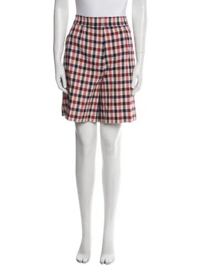 Pre-owned Victoria Beckham Plaid Print Knee-length Shorts In Red