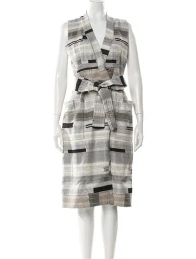 Pre-owned Victoria Beckham Plaid Print Midi Length Dress In Gray