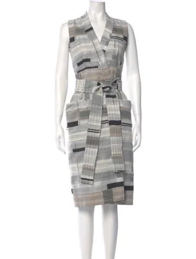 Pre-owned Victoria Beckham Plaid Print Midi Length Dress In Neutral