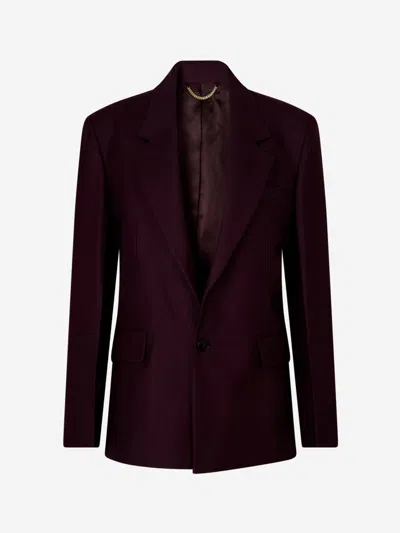 Victoria Beckham Fluid Wool Blend Single Breasted Jacket In Straight Lean Silhouette