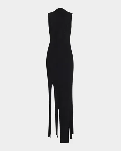Victoria Beckham Plait-detail Rib Sleeveless Midi Dress In Black