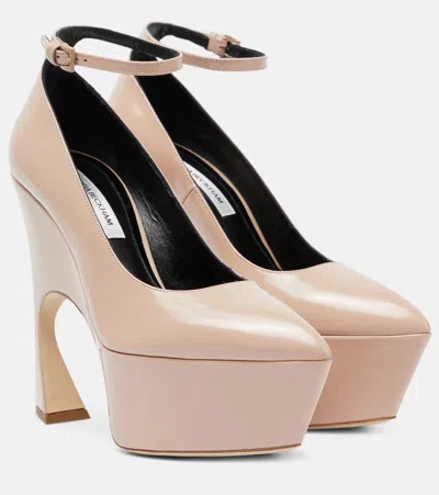 Victoria Beckham Platform Leather Pumps In Pink