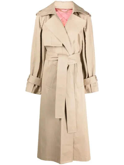 Victoria Beckham Pleat-detail Fluid Trench Coat In Neutrals