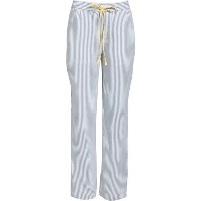 Victoria Beckham Pleat Detail Stripe Pajama Trousers In White/regatta/ice Lemon