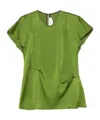 Victoria Beckham Draped Pleat Detail Top In Green
