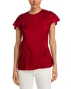 Victoria Beckham Womens Rose Draped Short-sleeves Woven Top In Red