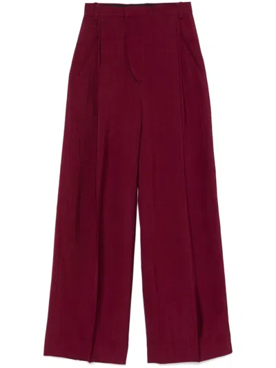 Victoria Beckham Pleat-detail Trousers In Red