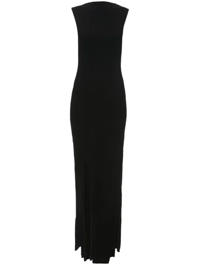 Victoria Beckham Pleat-detailing Sleeveless Maxi Dress In Black