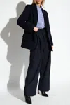 Victoria Beckham Wide Leg Trouser In Navy Blue