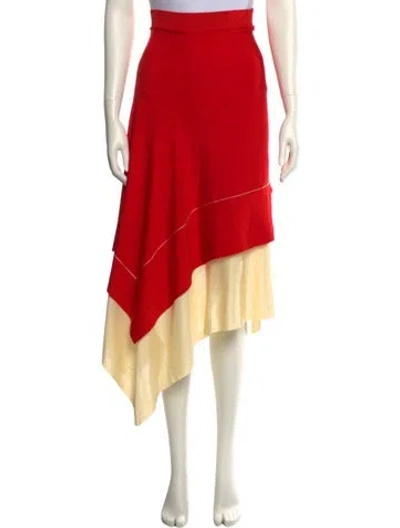 Pre-owned Victoria Beckham Pleated Accents Knee-length Skirt In Red