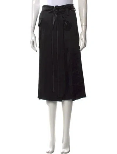 Pre-owned Victoria Beckham Pleated Accents Midi Length Skirt In Black
