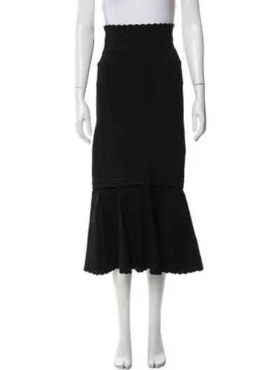 Pre-owned Victoria Beckham Pleated Accents Midi Length Skirt In Black