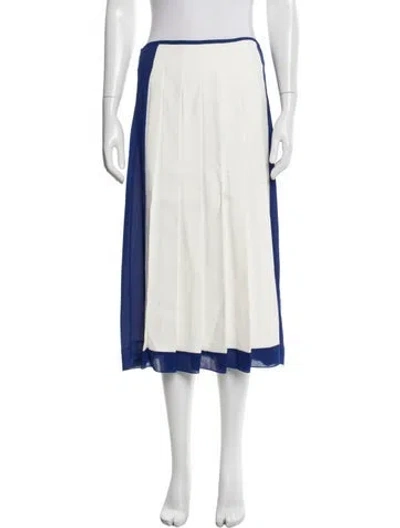 Pre-owned Victoria Beckham Pleated Accents Midi Length Skirt In White