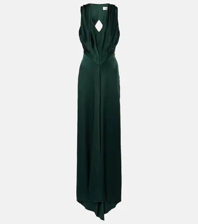 Victoria Beckham Evening Dress In Tactile Crepe Satin In Green