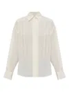 Victoria Beckham Pleated-detail Silk Shirt In White