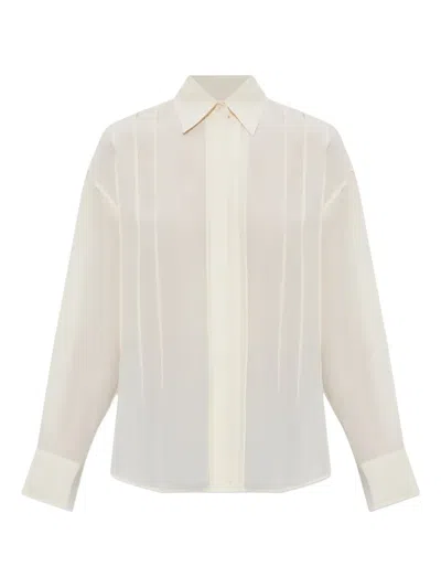 VICTORIA BECKHAM PLEATED-DETAIL SILK SHIRT