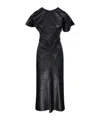 Victoria Beckham Gathered Waist Viscose Dress In Black