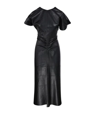 VICTORIA BECKHAM VICTORIA BECKHAM CREWNECK GATHERED MIDI DRESS