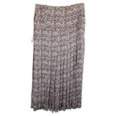 Victoria Beckham Pleated Floral-print Metallic Maxi Skirt In Multicolor Silk