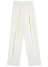 Victoria Beckham Pleated High-rise Wool-blend Trousers In Neutral