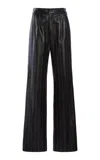 Victoria Beckham Pleated Leather Straight Leg Pants In Black,white