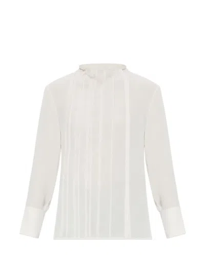 Victoria Beckham Pleated Long-sleeve Blouse In White