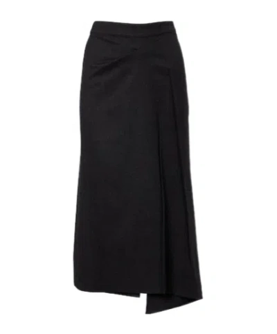 Victoria Beckham Pleated Midi Skirt In Black