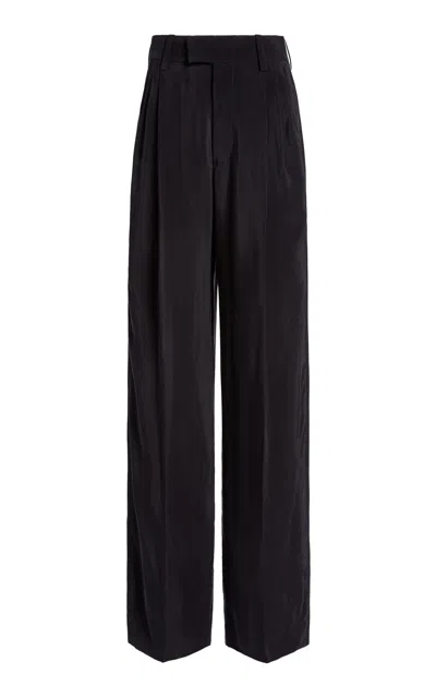 Victoria Beckham Pleated Mid-rise Straight-leg Trousers In Black