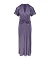 Victoria Beckham Gathered Satin Midi Dress In Purple