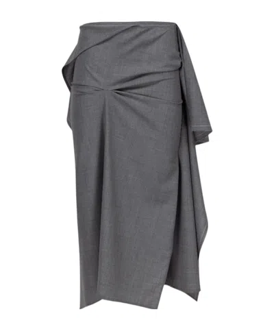 Victoria Beckham Pleated Skirt In Gray