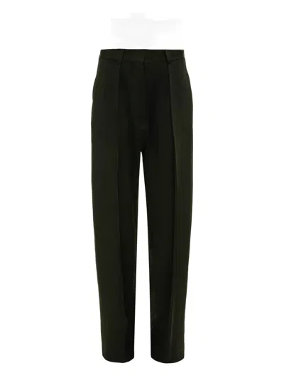 Victoria Beckham Pleated Straight-leg Trousers In Black