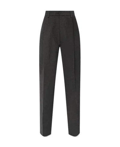 Victoria Beckham Pleated Straight-leg Trousers In Black