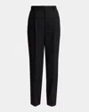 Victoria Beckham Pleated Straight-leg Tuxedo Pants In Black