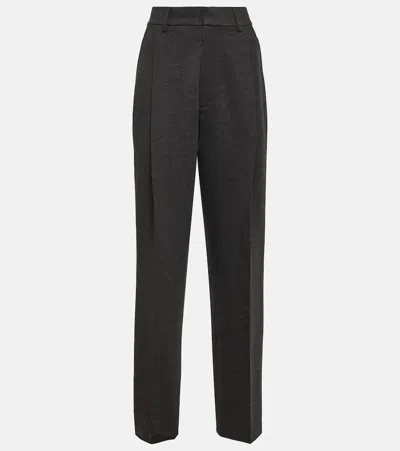 Victoria Beckham Pleated Straight Pants In Grey