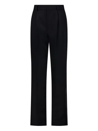 Victoria Beckham Pleated Straight Trousers In Black