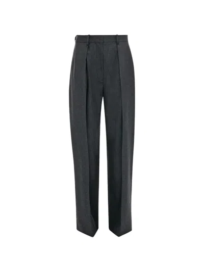Victoria Beckham Pleated Straight-leg Trousers In Black