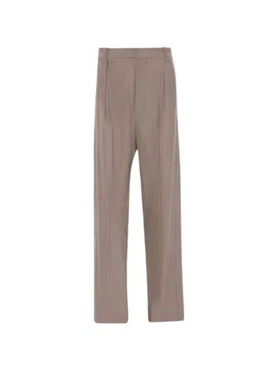 Victoria Beckham Pleated Straight-leg Trousers In Brown