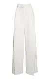 Victoria Beckham Pleated Suiting Wide-leg Pants In Ivory