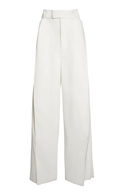 Victoria Beckham Pleated Suiting Wide-leg Pants In Ivory