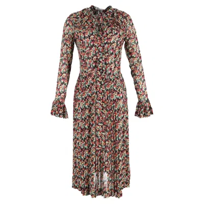 Victoria Beckham Pleated Tea Dress In Floral-print Silk In Multi