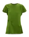 Victoria Beckham Draped Pleat Detail Top In Algae
