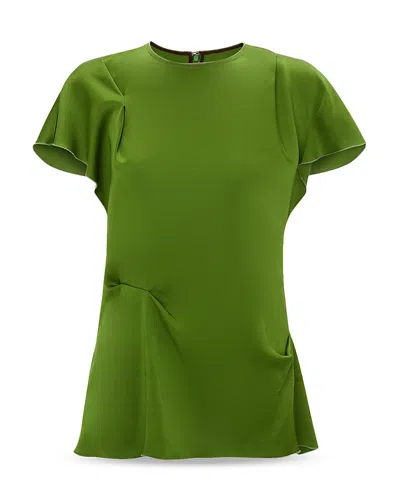 Victoria Beckham Draped Pleated Detail Top In Algae In Multi