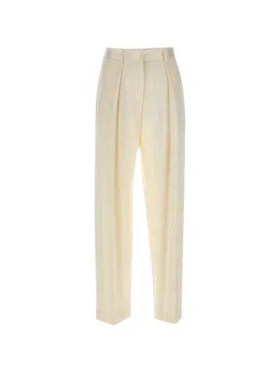 Victoria Beckham Pleated Trousers In Neutral
