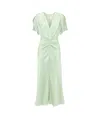 Victoria Beckham Jade Green Ruffled Midi Dress In White