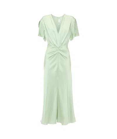 VICTORIA BECKHAM VICTORIA BECKHAM GATHERED V-NECK MIDI DRESS